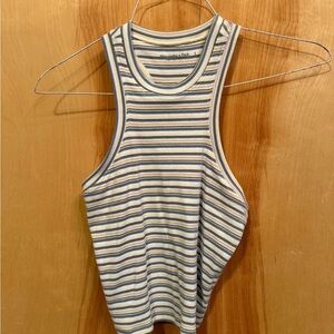Abercrombie & Fitch Blue and White Striped Tank Top